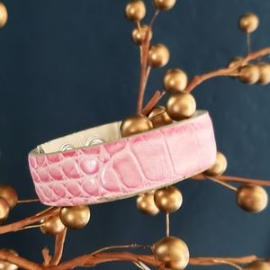 Pink Croc Skin Cuff Bracelet #2